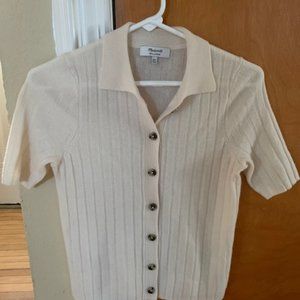 Madewell Cashmere Polo Cardigan Sweater in Ivory